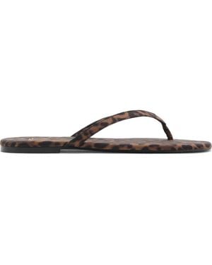 Mango Leopard Print Flip Flop - Brown