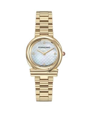 Ferragamo Gancini Twisted Diamond Bracelet Watch, 32Mm - Metallic