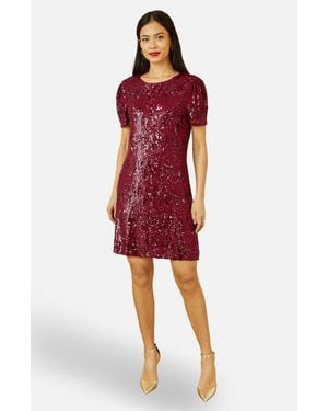 Yumi' Sequin Stretch Tunic Dress - Red