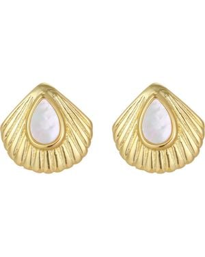 st. Moran Mother-Of-Pearl Shell Stud Earrings - Metallic