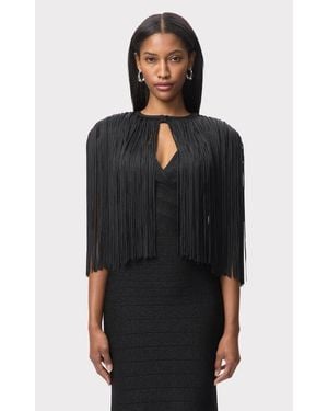 Hervé Léger Icon Fringe Cape - Black