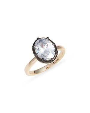 Nordstrom Georgian Oval Cubic Zirconia Cocktail Ring - Blue