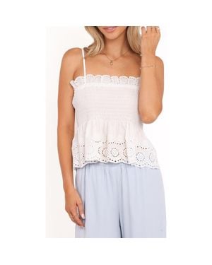 Petal & Pup Gretal Smocked Eyelet Cotton Camisole - White