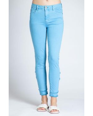Apny Double Tulip Hem Back Skinny Jeans - Blue