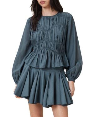 AllSaints Melani Blouson Sleeve Woven Shirt - Blue