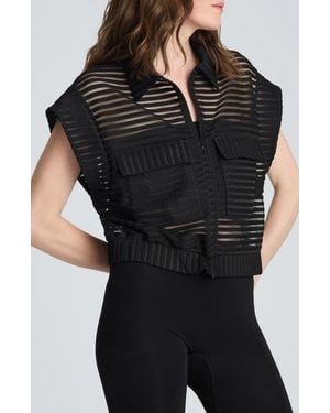 Kenneth Cole Sheer Stripe Zip Cardigan - Black
