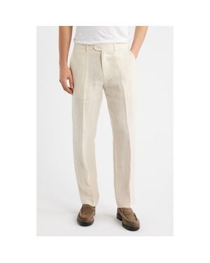 Percival Flat Front Linen Chinos - Natural