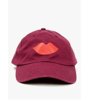 Clare V. Lips Graphic Baseball Cap - Red