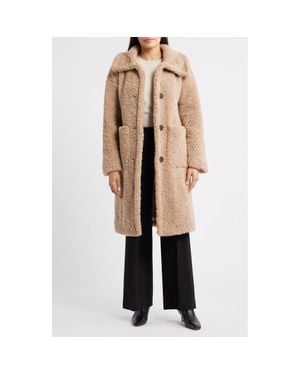 BCBGMAXAZRIA Long Teddy Coat - Natural