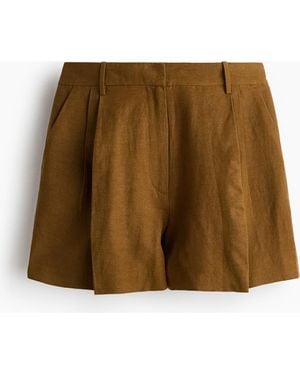 H&M Tailored Linen-Blend Shorts - Natural