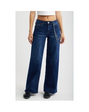 YMI Joey Cross Chain Baggy Wide Leg Jeans - Blue