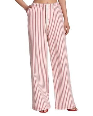 Avec Les Filles Stripe Tie Waist Pants - Pink