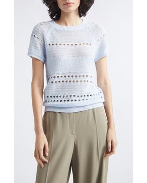 Reiss Chloe Raglan Sleeve Semisheer Linen Sweater - Blue
