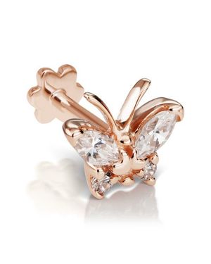 Maria Tash Diamond Butterfly Threaded Stud Earring - White