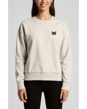 Alix Butterfly Relaxed Fleece Crewneck Sweatshirt - Natural