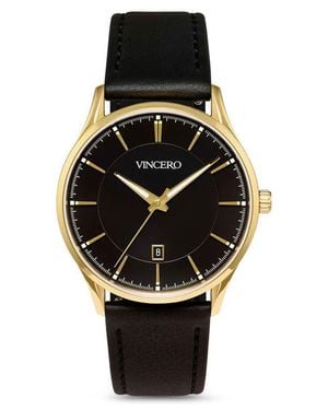 Vincero The Kairos Ii Leather Strap Watch, 38Mm - Black