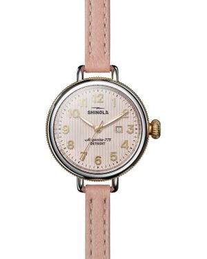 Shinola The Birdy Leather Strap Watch, 34Mm - Pink