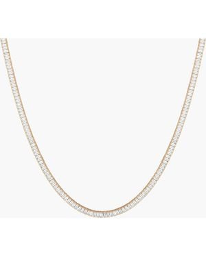 AUrate New York Lab Grown Sapphire Baguette Tennis Necklace - Metallic