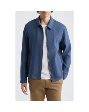 Vince Cotton Blend Zip Jacket - Blue