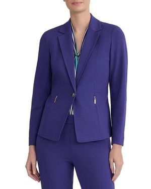 Kasper Notch Lapel Zip Pocket Blazer - Blue