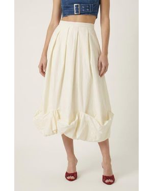 Modenaire Sculpted Bubble Hem Midi Skirt - Natural