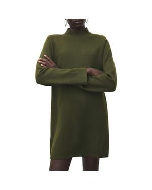 Mango Button Detail Long Sleeve Sweater Dress - Green