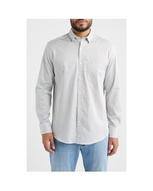 Johnston & Murphy Logan Print Button-Up Shirt - Gray