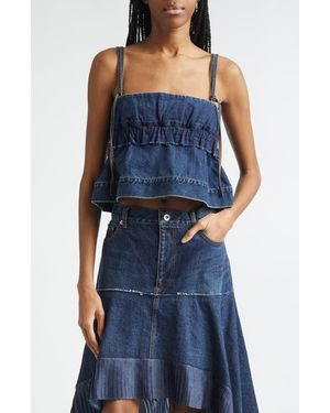 Sacai Crop Denim Camisole - Blue