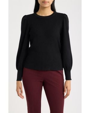 Anne Klein Puff Shoulder Sweater - Black
