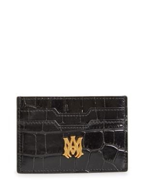 Amiri Croc Embossed Leather Card Holder - Black