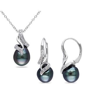 Julianna B Pearl & Diamond 2-Piece Necklace & Earring Set - Blue