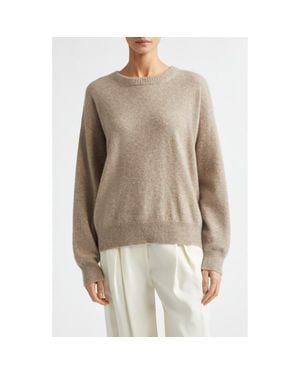 Johnstons of Elgin Boyce Brushed Cashmere & Silk Crewneck Sweater - Brown