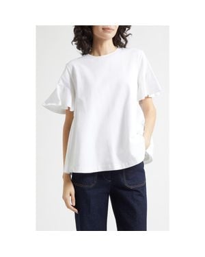 Cinq À Sept Jane Ruffle Sleeve T-Shirt - White