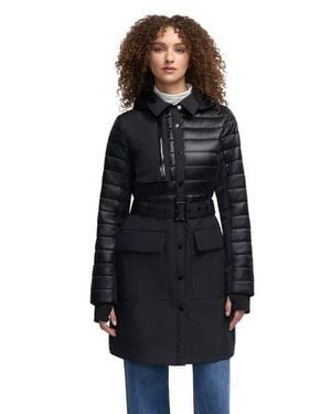 Pajar Opal Trench Coat With Quilted Accent - Black
