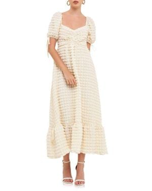 Endless Rose Texture Puff Sleeve Maxi Dress - Natural