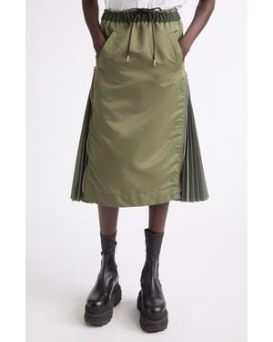 Sacai Nylon Twill Midi Skirt - Green