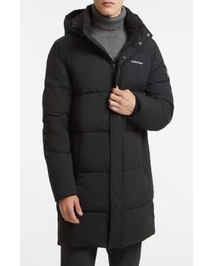 Guess Mid Length Hooded Puffer Coat - Black