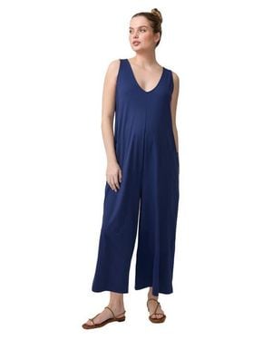 Ingrid & Isabel V-Neck Wide Leg Knit Jumpsuit - Blue