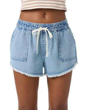 O'neill Sportswear Sevie Drawstring Denim Cutoff Shorts - Blue