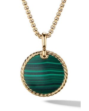 David Yurman Small Cable 18K Disc Amulet - Green