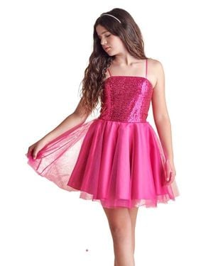 Un Deux Trois Sequin And Tulle Party Dress - Pink