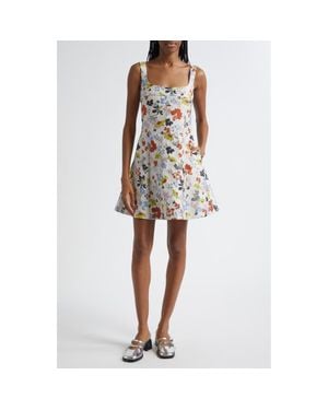 Stine Goya Metallic Floral Jacquard Minidress - White