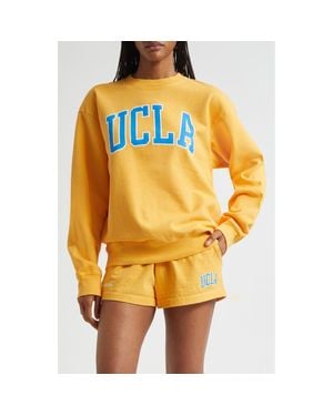 Sporty & Rich Ucla Ivy Fleece Logo Graphic Sweatshirt - Yellow