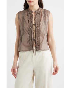 DELUC Rodas Lace Sleeveless Top - Natural
