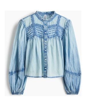 H&M Denim-Look Cotton Blouse - Blue
