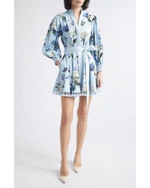 Alice + Olivia Lucy Floral Long Sleeve Minidress - Blue