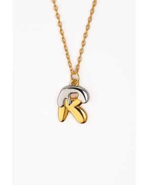 Zynnia Collective Two Tone Bubble Initial Necklace - Metallic