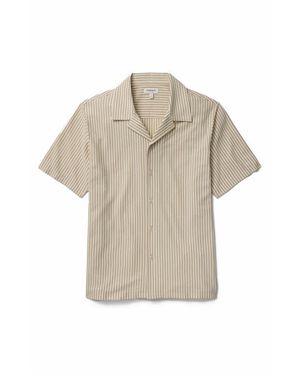 Bonobos Stripe Knit Cotton Blend Camp Shirt - Natural
