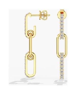 Everlee Paperclip Lab Diamond Drop Earrings - Brown