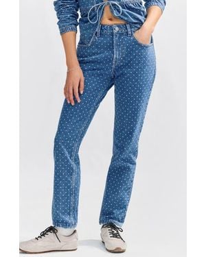 Next Polka Dot Straight Leg Jeans - Blue